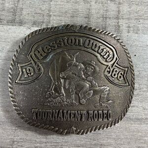 1986 Tournament Rodeo Silver Belt Buckle